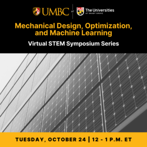 Graphic for symposium with a close-up of solar panels