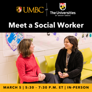 Meet a Social Worker graphic with image of a student and mentor